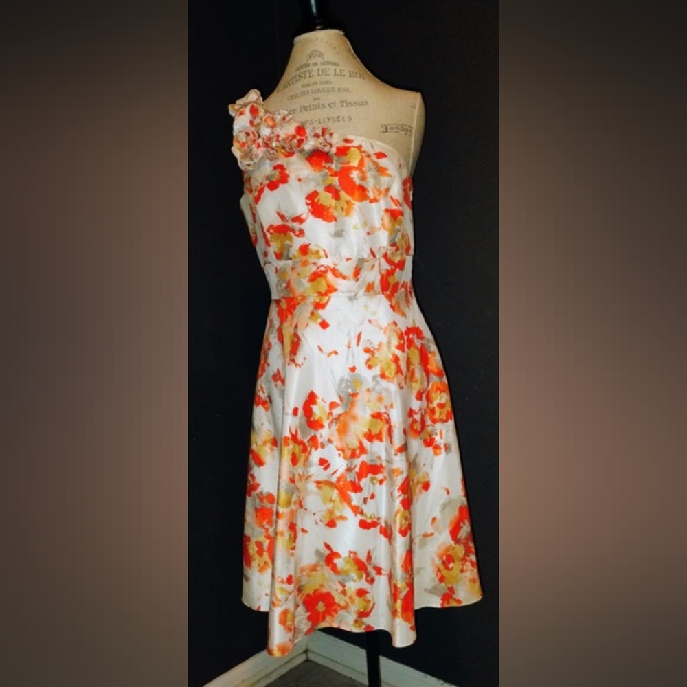 Floral Sleeveless Dress - Orange and Yellow